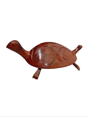 Handcarved Wooden Turtle Figurine - Brown from Jamaica Souvenir